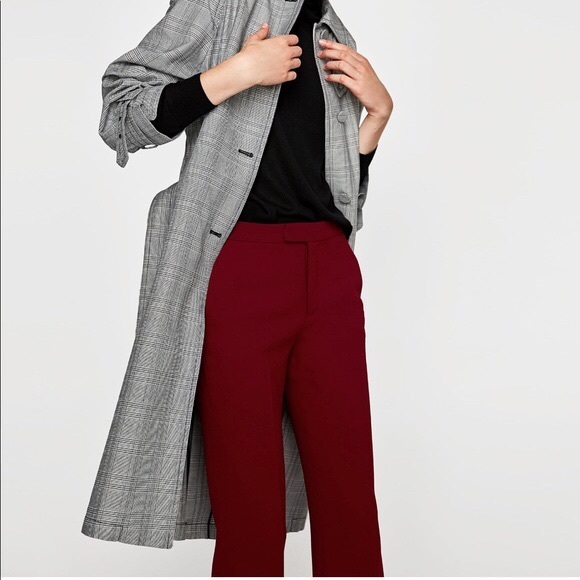 ZARA burgundy red flared trousers size XS NWT - Picture 2 of 8